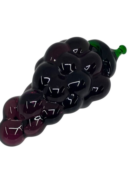 VTG Hand Blown Art Glass Grape Cluster Figurine Purple/Amethyst Glass Fruit 4.5" - Picture 1 of 5